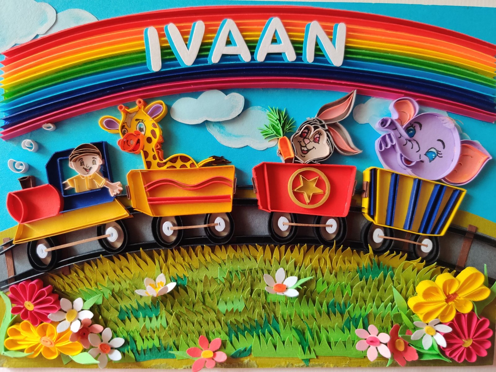 Kids Custom Nameplate — Rainbow Train Adventure - Image 2