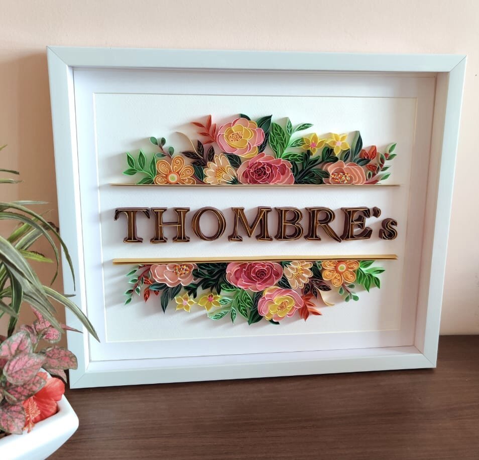 Blooming Nameplate — Custom Floral Quilling