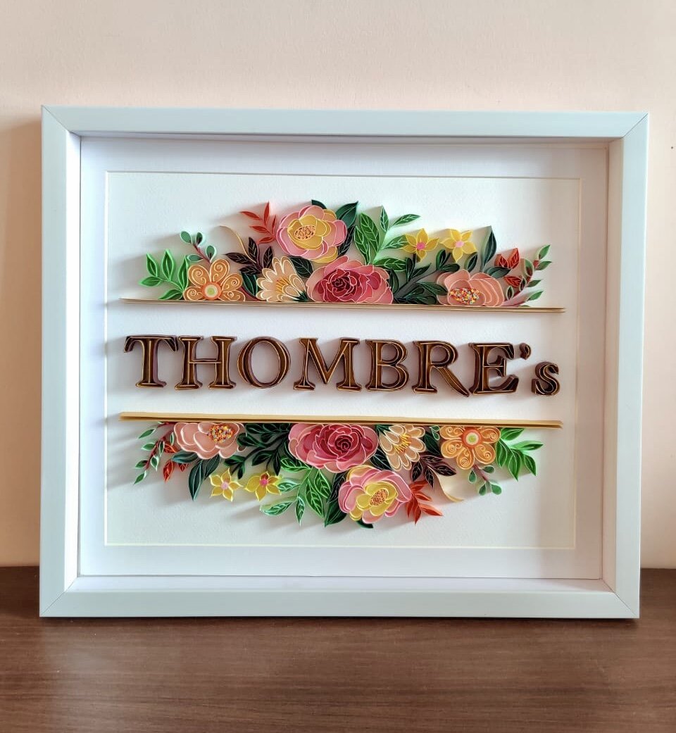 Blooming Nameplate — Custom Floral Quilling