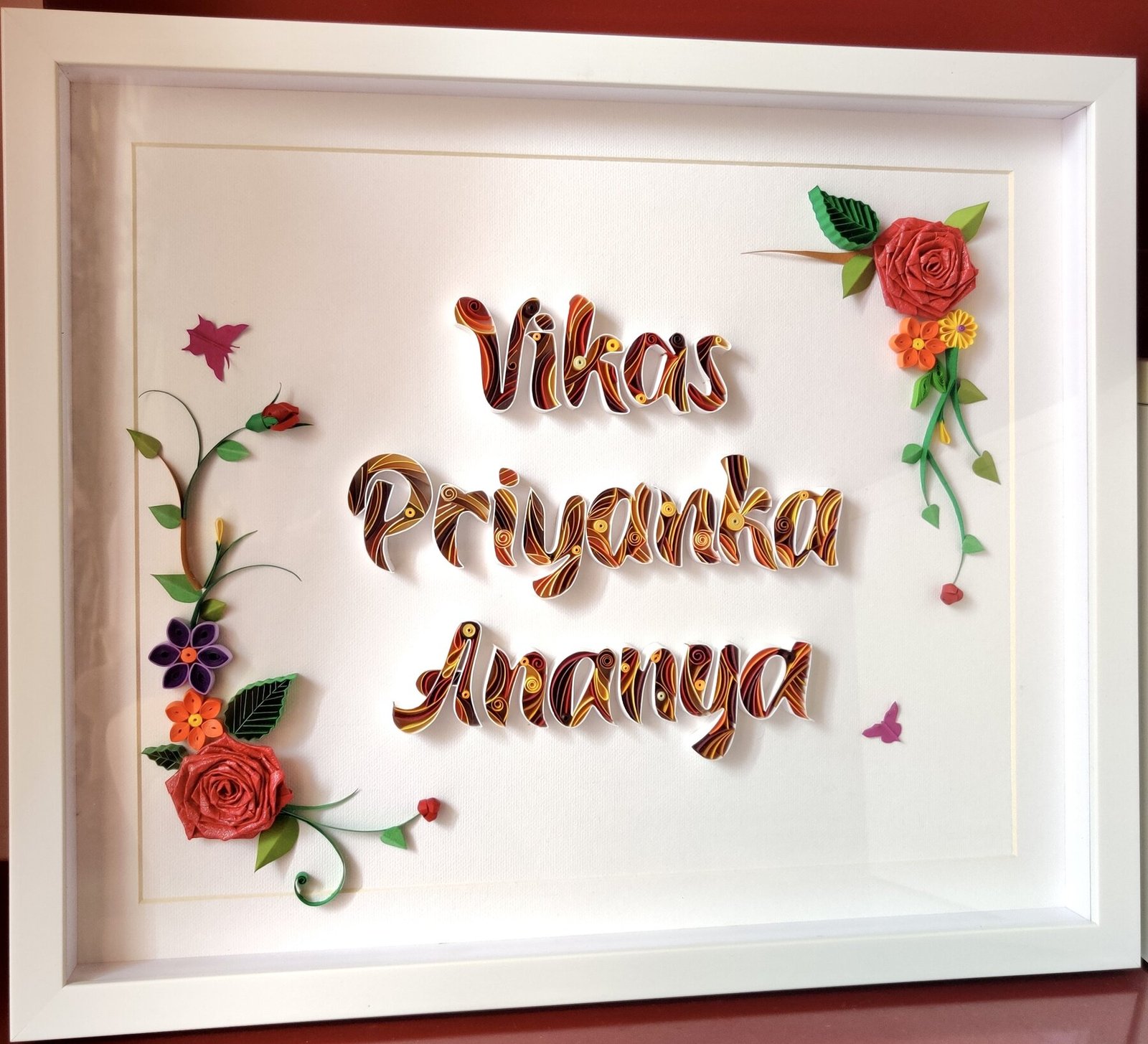 Botanical Elegance — Custom Floral Quilling Nameplate