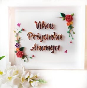Botanical Elegance — Custom Floral Quilling Nameplate
