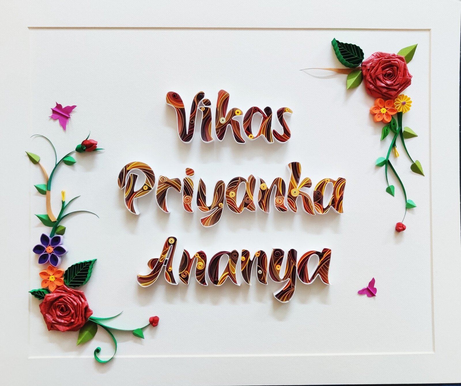 Botanical Elegance — Custom Floral Quilling Nameplate