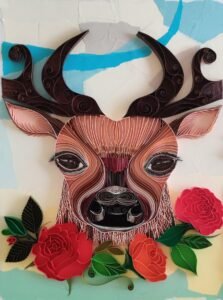 Deer Roses Triptych