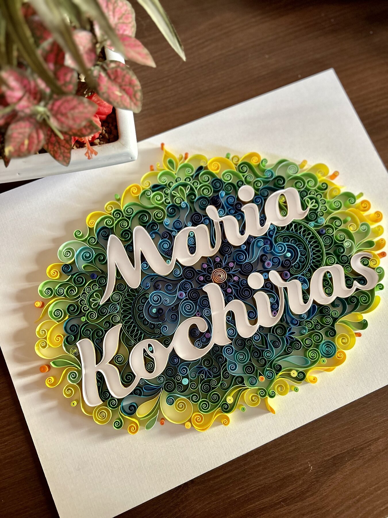 Custom Quilling Nameplate — Mandala Inspired