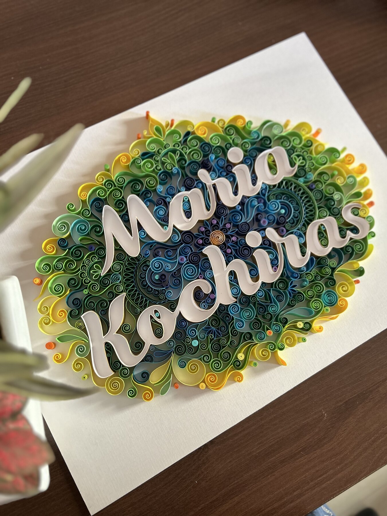 Custom Quilling Nameplate — Mandala Inspired