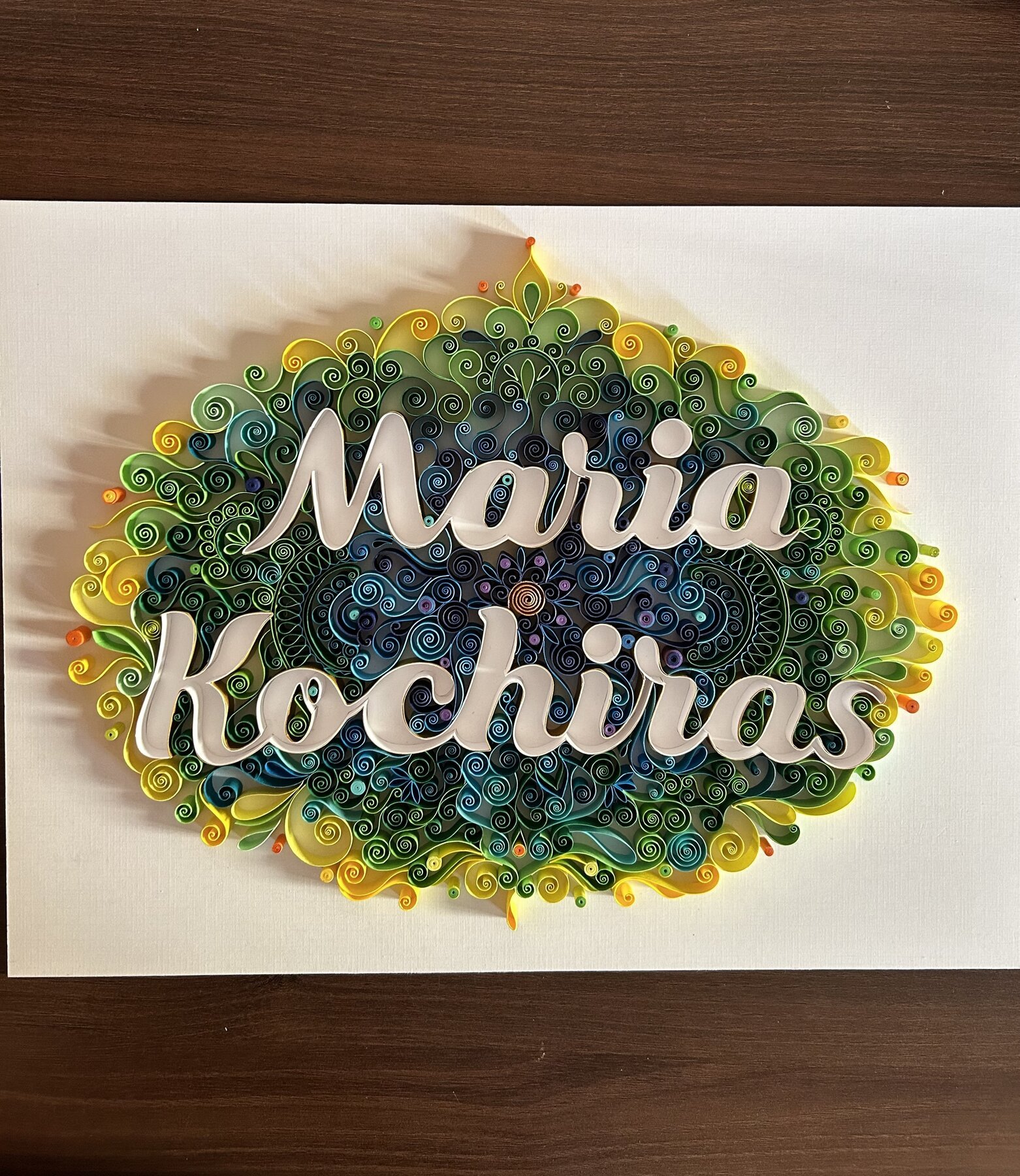 Custom Quilling Nameplate — Mandala Inspired