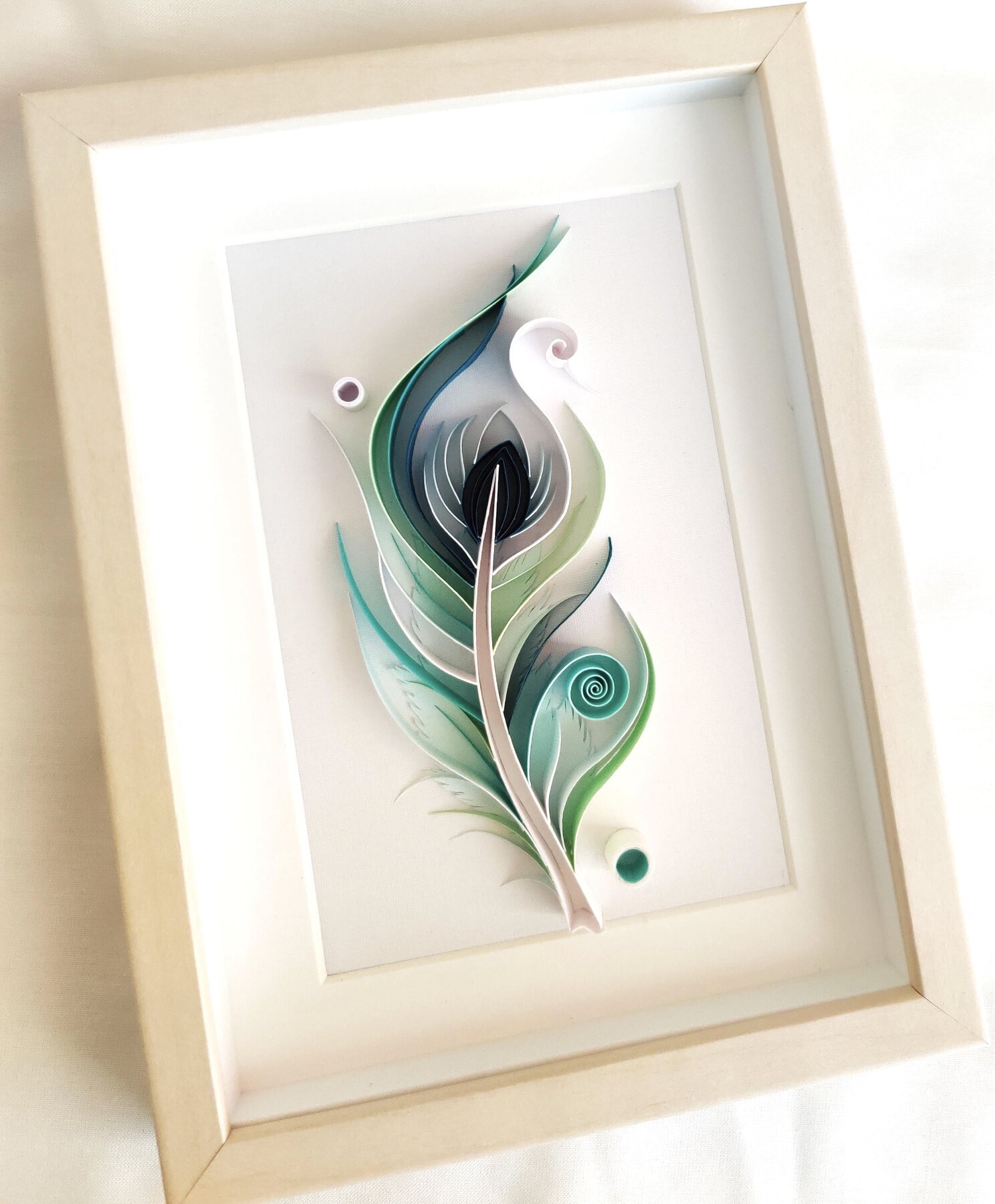 Peacock Feather — Handmade Paper Quilling Framed Art