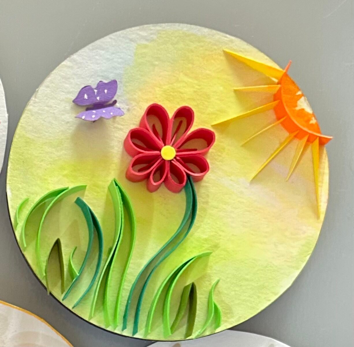 Sunrise & Wildflower Paper Quilling Fridge Magnet - Image 2