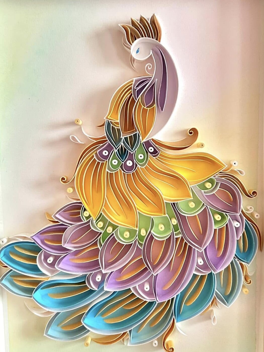 Vibrant Peacock — Handcrafted Paper Quilling Wall Art