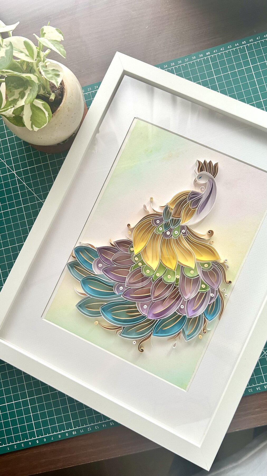 Vibrant Peacock — Handcrafted Paper Quilling Wall Art